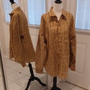 4/$60 Canon Brown & Tan Plaid Shirt - Size XXL